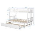 thumbnail image 4 of Costway Twin Over Twin Pull-Out Bunk Bed with Trundle Wooden Ladder White, 4 of 9