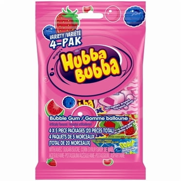 HUBBA BUBBA, Mixed Fruit Bubble Gum Variety Pack, 5 Pieces, 4 Pack