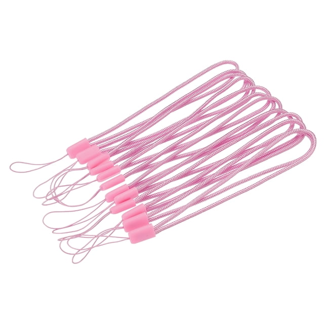 Unique Bargains 18cm Portable Item Nylon Cord Lanyards Hand Wrist Strap String Pink 20 Pack
