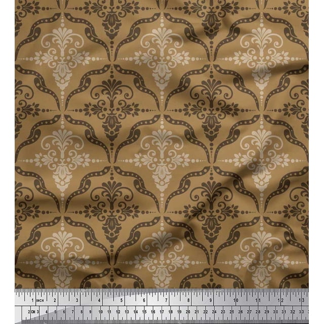 Soimoi Rayon Fabric Filigree Damask Print Sewing Fabric Yard 42 Inch Wide