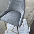 thumbnail image 3 of Heavenly Collection Ensemble de 3 Tabourets de Comptoir Modernes en Velours Gris - Tabourets Rembourrés Mid-Century avec Pieds Dorés - Idéal pour Îlots de Cuisine, 3 of 6