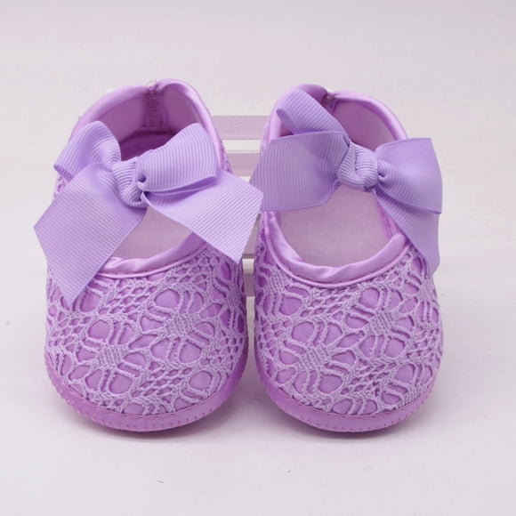 Zanarzt First Walker Shoes Girl Newborn Baby Girls Soft Shoes Soft Soled Non-slip Bowknot Footwear Crib Shoes Baby Girl Dress Shoes Purple,6-9 Months