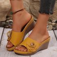 thumbnail image 2 of DXOUPM Sandales Femmes à Bout Ouvert Florales Décoratives Décontractées Compensées Sandales à Enfiler Chaussures pour Dames, 2 of 4