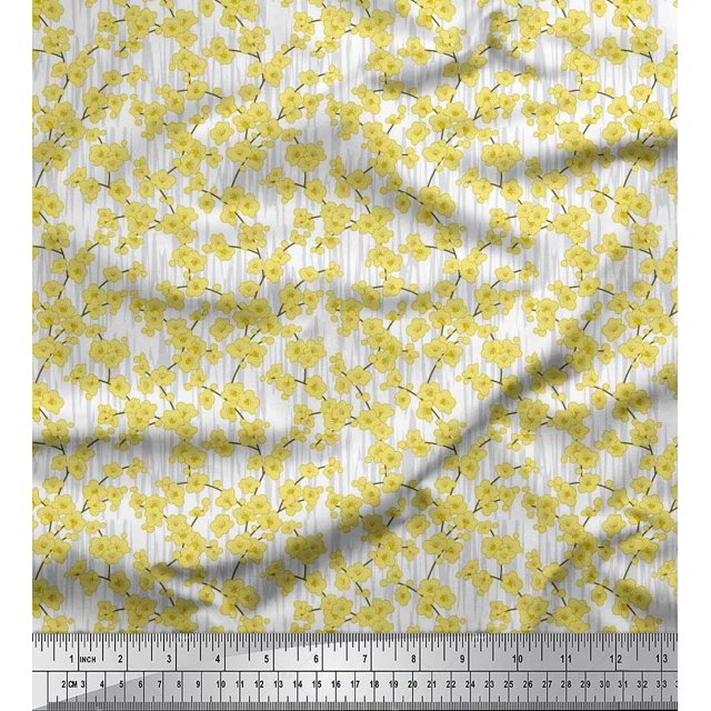 Soimoi Poly Georgette Fabric Artistic Floral Print Fabric by Yard 42 Inch Wide