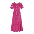 thumbnail image 5 of Ovzne Robes pour Femmes 2025 Robe d'Été Mode pour Femmes Manches Longues Col Rond T-Shirt Imprimé Blouse Ample Robe Grande Taille Robe Maxi Manches Courtes Imprimée Liquidation, 5 of 5