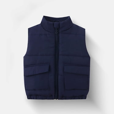 YUNAFFT Kids Padded Vest Thickened Warm Solid Color Sleeveless Outerwear Casual Chic