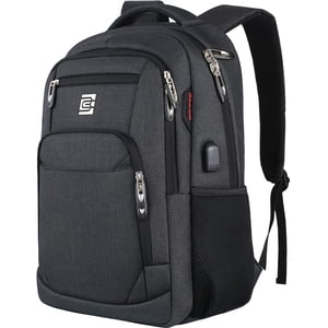 KRYZALYN Laptop Backpack, Anti-Theft Water-Resistant Laptop Bag with USB Charging Port, Fits 15.6 inches, Black