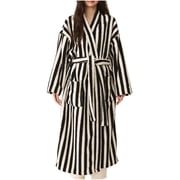 Bathrobe for Women, Bathrobes for Women, Women Stripe Lace Up Winter Thickened Insulation Bathrobe Fleece Have More Cash Than Can Be Accounted for Robe