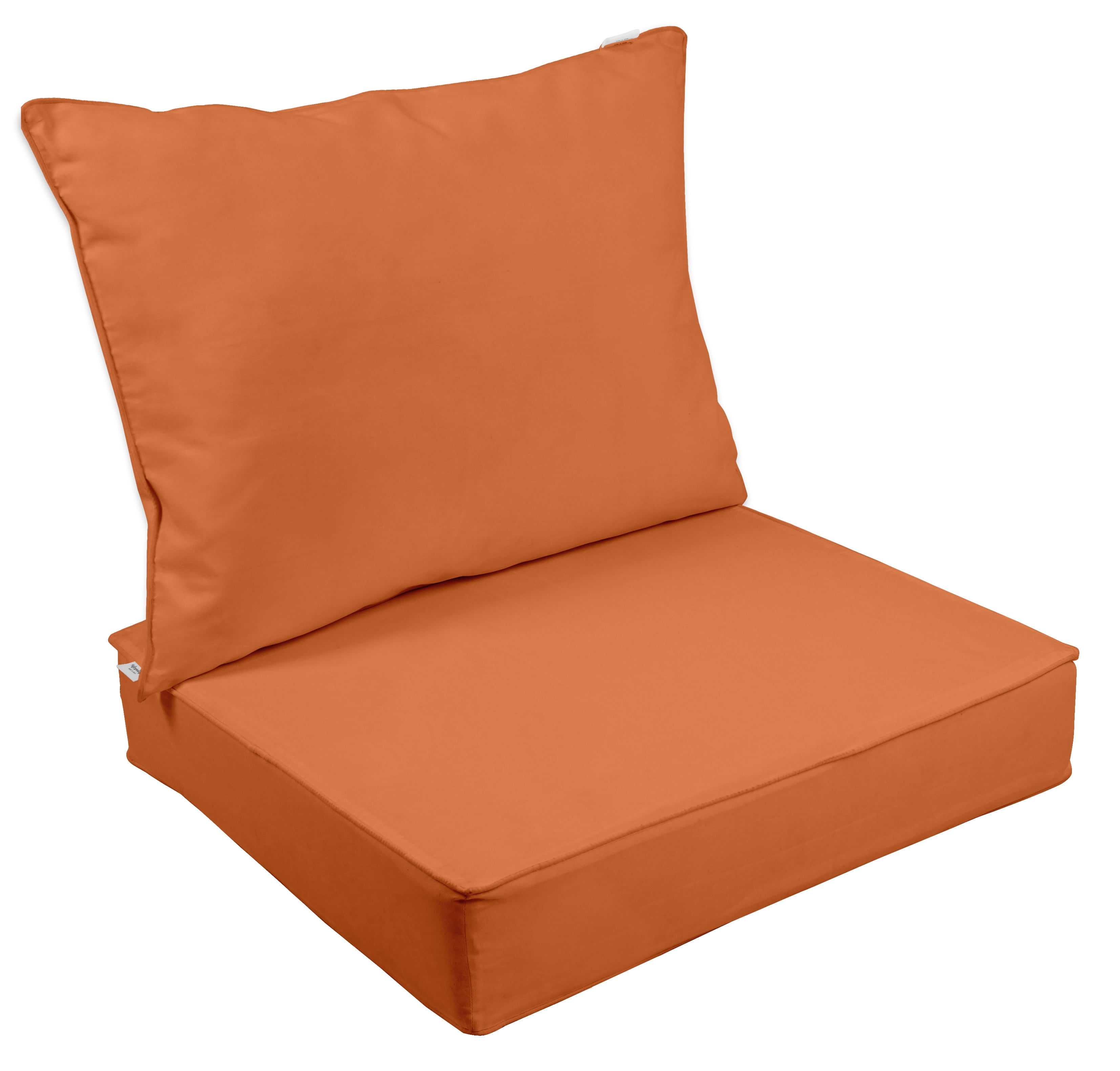 Vargottam Outdoor Deep Seat Patio Cushions Set 2pcs Seat Set All Weather Replacement Cushion Patio Seat And Back Cushion Set 25"x25"x5" Inches-Coral Orange