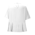 thumbnail image 4 of Timegard Womens Tops Pleated Crewneck Back Button Short Sleeve Loose Casual Blouse Solid Color Summer, 4 of 6