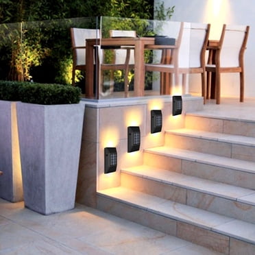 AMERTEER 4 Pcs Lumières Solaires pour Terrasse, Lumière de Marche à Énergie Solaire, Étanche, Éclairage Extérieur à DEL pour Clôture, Fini Bronze pour Terrasses, Escaliers, Patio, Sentier, Cour, Jardin, Déco, Lumière Blanche