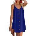 thumbnail image 2 of Fridja Robe Courte Sans Manches à Bretelles Col en V Couleur Unie pour Femme, 2 of 7