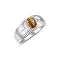 thumbnail image 3 of RYLOS Men's Rings Sterling Silver Classic 8X6MM Oval Gemstone &  Diamond Ring Tiger Eye November Birthstone Rings For Man Silver Rings Size 12, 3 of 7