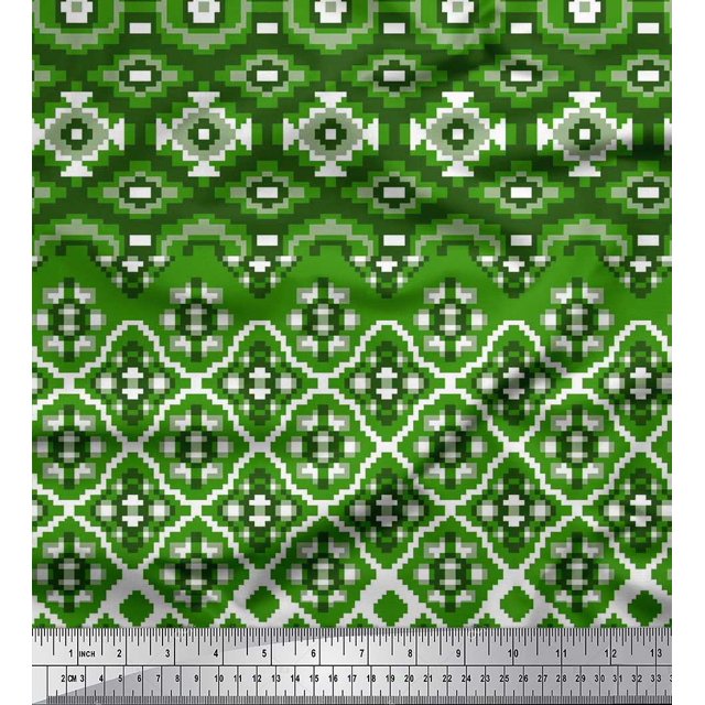 Soimoi Viscose Chiffon Fabric Aztec Geometric Printed Craft Fabric by The Yard 42 Inch Wide