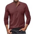 thumbnail image 1 of DDAPJ pyju Mens Long Sleeve Henley Shirt Clearance 2024,Regular Fit Lightweight Work Shirt Casual Beach T Shirts Active Jerseys Tee Button Placket Daily Wear, 1 of 7