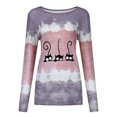thumbnail image 4 of Hauts d'Été pour Femmes 2023 T-Shirt à Col Rond à Imprimé pour Femmes avec Lien Patchwork T-Shirt Décontracté Blouse Hauts Chandail Surdimensionné pour Femmes en Liquidation, 4 of 7