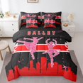 thumbnail image 1 of YST Graceful Princess Ballet Comforter Set, 7-Piece, Dance Theme, Full, Black Red, 1 of 4