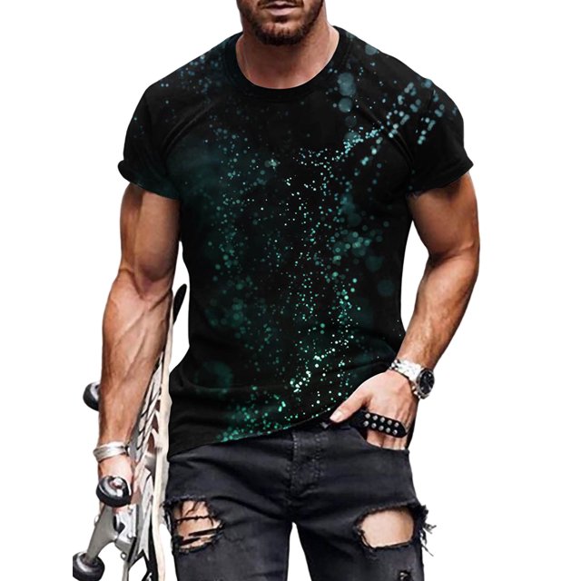 Bellella T-shirt Homme Col Rond T-Shirts Manches Courtes Hauts d'Été Mode Blouse Imprimée Numérique 3D Pull Style F TP