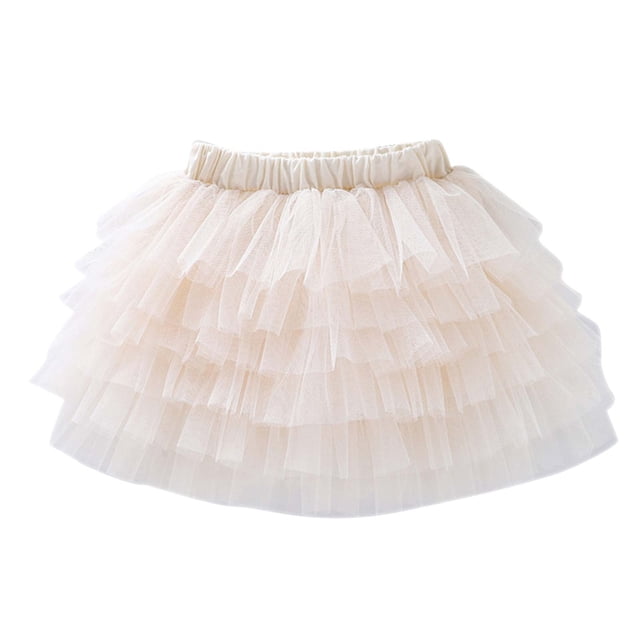 Timegard Girls Clothes Mesh Princess Dance Skirts Layered Loose Solid Color Dresses Elastic Waist