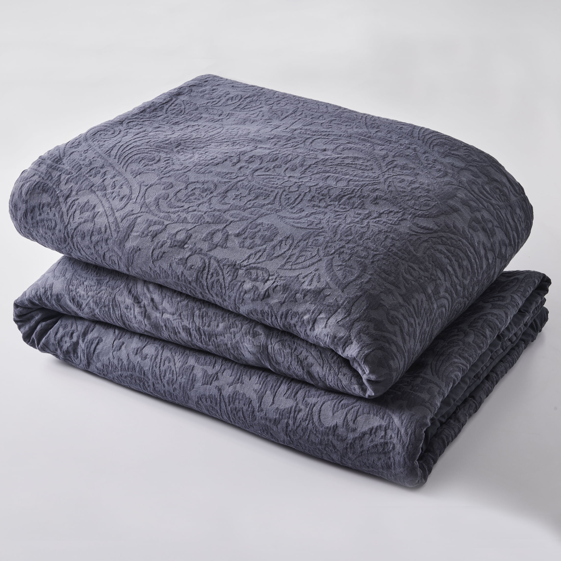 Ensemble de couette Better Homes & Gardens Paisley Matelassé, 3 pièces, gris, très grand lit, tous âges