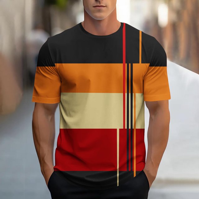 Weiqiqre T-Shirts pour Homme T-Shirt à Manches Courtes à Blocs de Couleur Col Ras du Cou Chandail Décontracté Basique
