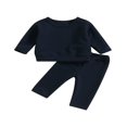 thumbnail image 1 of Baby Boys 2PCS Pants Sets Long Sleeve Round Neck Sweatshirt Tops Solid Color Pants Sets, 1 of 6
