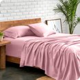 thumbnail image 4 of Bare Home Premium 1800 Collection 4-Piece Bed Sheet Set, Split Head Flex King, Light Pink, 4 of 10