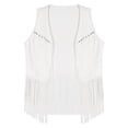 thumbnail image 3 of Sxiwei Gilet Sans Manches en Faux Suède Style Cowboy pour Homme à Franges avec Rivets, Ouvert à l'Avant, Blanc G, 3 of 5