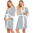 thumbnail image 3 of Maternity Nursing Pajamas Gown - Solid Color, Polyester, Postpartum/Home/Feeding Wear, All Seasons, 3 of 8