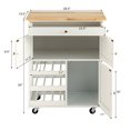 thumbnail image 3 of Gymax Rolling Kitchen Island Serving Cart Storage Cabinet w/ Wine Rack White, 3 of 10
