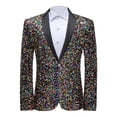 thumbnail image 1 of TIMIFIS Robe Multicolore à Paillettes pour Hommes Blazer Festival Smoking Bal Blazer Ajustée Bouton Revers Performance Blazer, 1 of 5