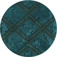 thumbnail image 1 of Ahgly Company Tapis Rond Lavable en Machine Intérieur Transitionnel Vert Sarcelle, 7 Pieds Rond, 1 of 7