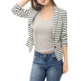 thumbnail image 3 of INSPIRE CHIC Blazer à Rayures pour Femme à Revers Cranté, Manches Longues, Boutonné, m Blanc, 3 of 5