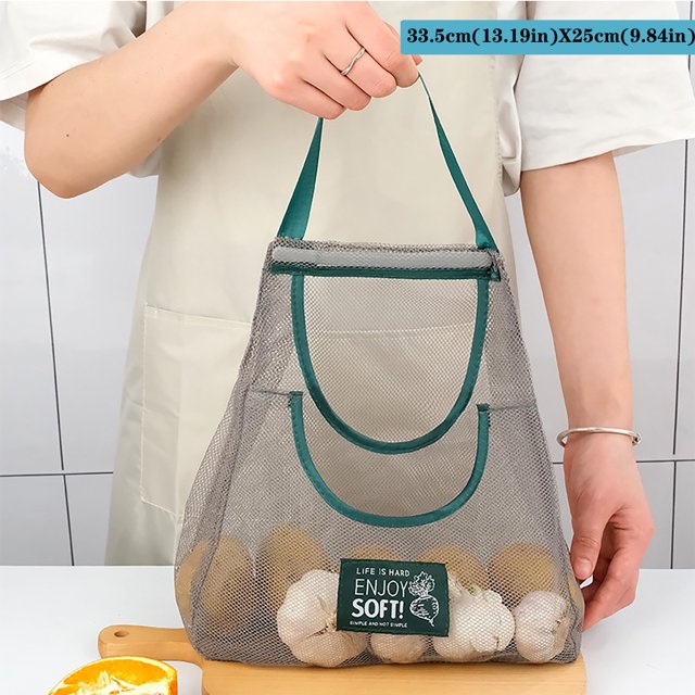 Oleegame 1 Pce Sac de Rangement pour Produits Ménagers Fruits et Légumes Sac Double en Maille Sac Pliable Sac de Courses Sac Réutilisable Sac de Rangement Recyclé Sac Double