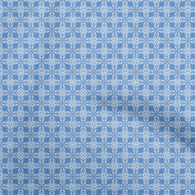 oneOone Cotton Poplin Light Blue Fabric Geometric Tile Craft Projects Decor Fabric Printed By The Yard 56 Inch Wide