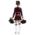 thumbnail image 2 of JanJean Costume de Pom-Pom Girl d'Halloween pour Filles Enfants, Uniforme de Cheerleading à Manches Longues, Robe de Danse et Ensemble de Couvre-Chef avec Pompons, Rouge et Blanc 14, 2 of 7