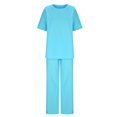 thumbnail image 4 of Ensembles 2 Pcs pour Femmes Été en Lin Assortis Ensembles de Détente Ensembles de Pyjamas, 4 of 8