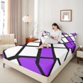 thumbnail image 4 of Erosebridal Purple White Geometic Bed Sheets Full,Abstract Geometry Bedding Full Size,Plaid Grid Sheet Set Full,Lightweight Room Decor,4 Pieces, 4 of 7