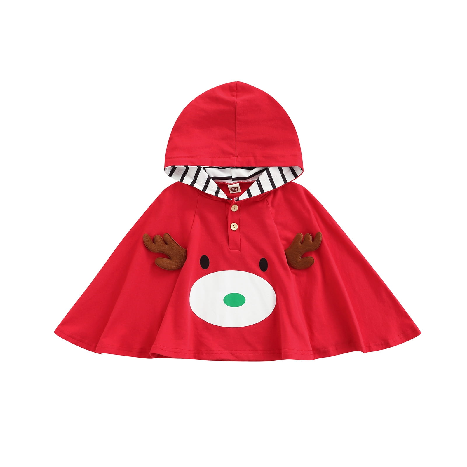 Gupgi Children's Cloak Neckline Button Christmas Cartoon Elk Hooded Cloak