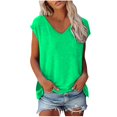 thumbnail image 1 of LUOGENLI T-shirts pour Femme pour Femmes T-shirts d'Été pour Femmes Mode Décontractée Col en V Décolleté Plongeant Ultra Manches Courtes Couleur Unie Imprimé T-Shirt Ample Haut T-shirts pour Femmes T-Shirt Graphique Saint-Valentin Vert Menthe TG, 1 of 6