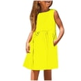 thumbnail image 2 of Robe Sans Manches à Col Rond, Robe pour Petites Filles, Imprimé Quotidien Vacances, Sans Manches, Décontractée, Mignonne, Douce, 2 of 5