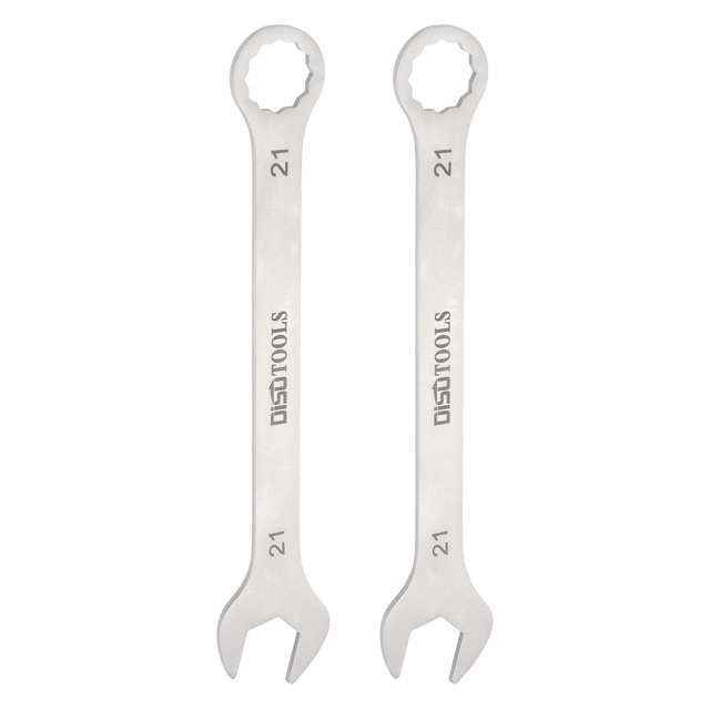 Uxcell 2pcs Thin Combination Wrench Metric 21mm Torx Ended Box 15 Degree Offset Open End Stainless Steel