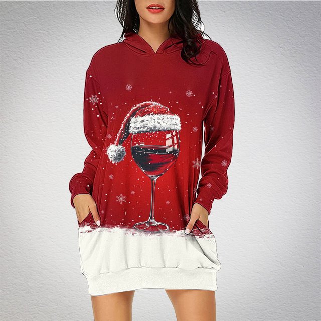 TIMIFIS Robe de Noël Moche pour Femmes, Manches Longues, Imprimé Bonhomme de Neige, Robe Chemise Décontractée Moulante avec Poche