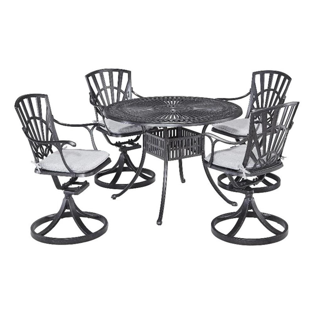Homestyles Grenada Aluminum 5 Piece Outdoor Dining Set in Charcoal