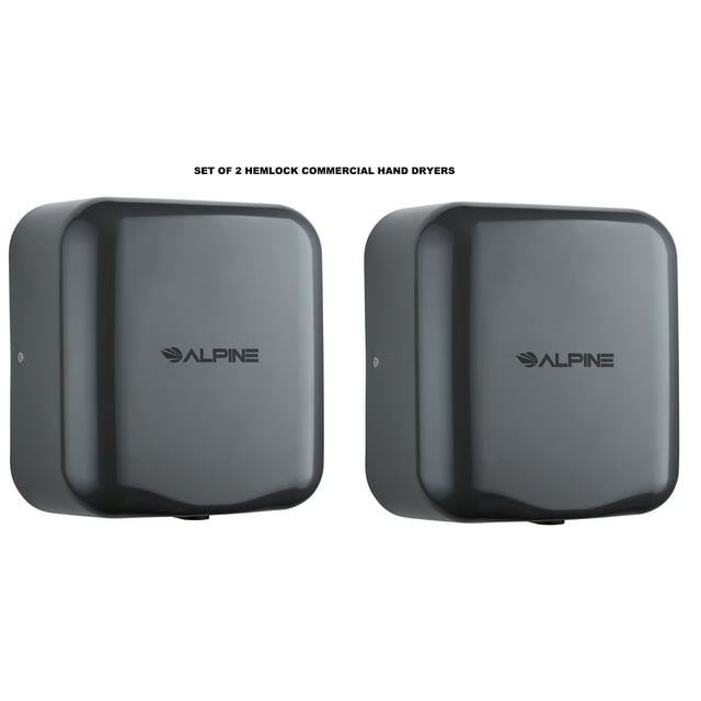 Alpine Industries Hemlock Grey Commercial High Speed Stainless Steel Automatic Electric Hand Dryer 2 Pack