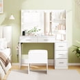 thumbnail image 4 of Costway Ensemble de Table de Maquillage 43,5 Pouces Coiffeuse avec Tabouret de Rangement Prises de Courant 2 Étagères Ouvertes, 4 of 10