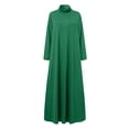 thumbnail image 4 of RKSTN Robes d'Automne pour Femmes Grande Taille Décontractées Robe de Couleur Unie Col Montant Manches Longues Hiver Automne Basique Tempérament Fluide Robe Maxi, 4 of 8