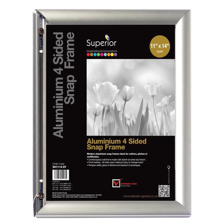 SECO Snap Affiche Cadre Cas, 11 x 14 pouces, Argent