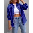 thumbnail image 4 of SEARIPE Women‘s Casual Denim Jacket Frayed Hem Ripped Long Sleeve Jean Jacket With Pockets Pink M, 4 of 6