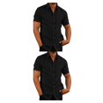 thumbnail image 3 of pitrice Chemise Homme à Simple Boutonnage Été Boutonnée Col Rabattu Chemises Polyester Mode Vêtements Cadeau d'Anniversaire Noir TG 2Set, 3 of 6